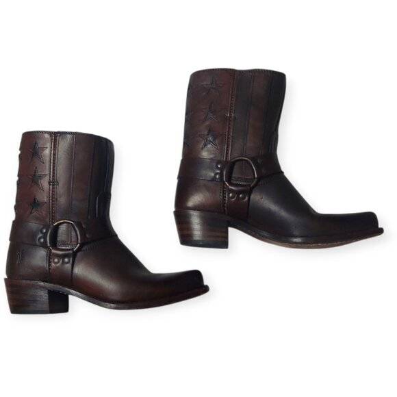 Frye 150th Anniversary Harness Flag Americana Short Boot Brown  Made in USA SZ 8 - Picture 9 of 10